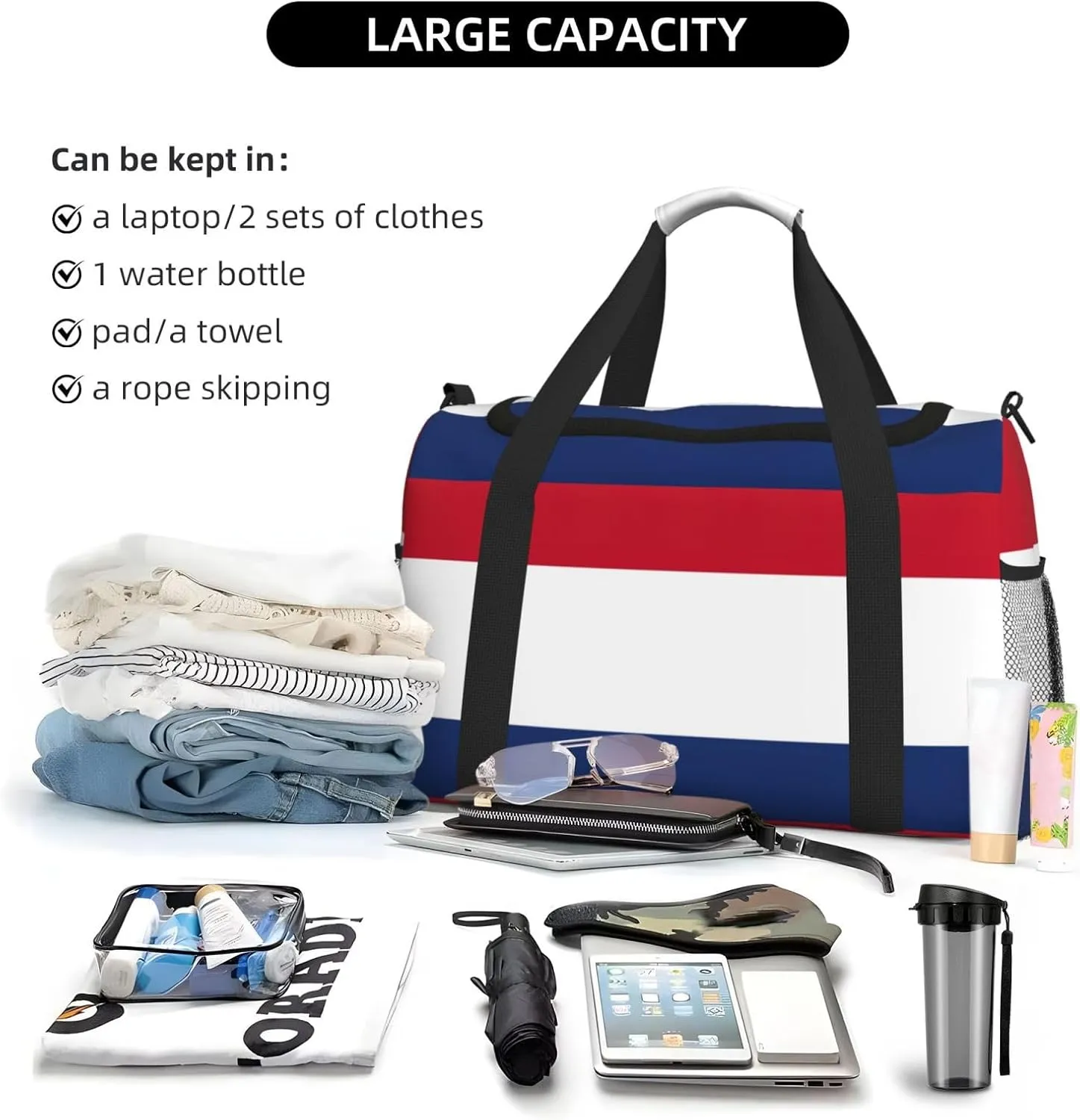Dutch Flag Travel Bag, Weekender Bags For Women Men For Outdoor Adventures, Ideal For Camping And Hiking