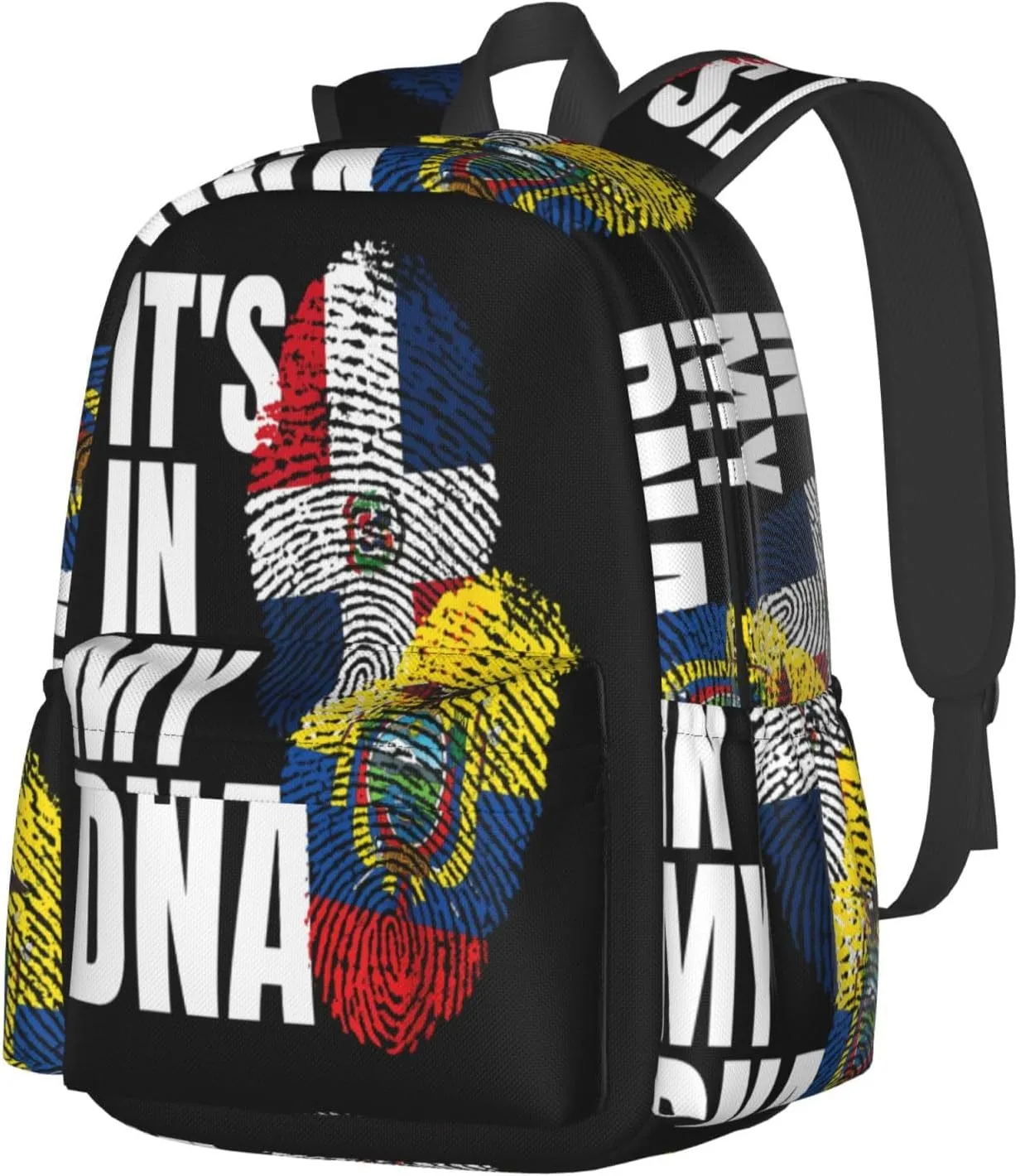 Ecuadorian Dominican Mix Flag Large Travel Backpack Casual Backpacks Laptop Daypack Working Rucksack Lightweight Back Pack Sports Bag with Adjustable Shoulder Strap