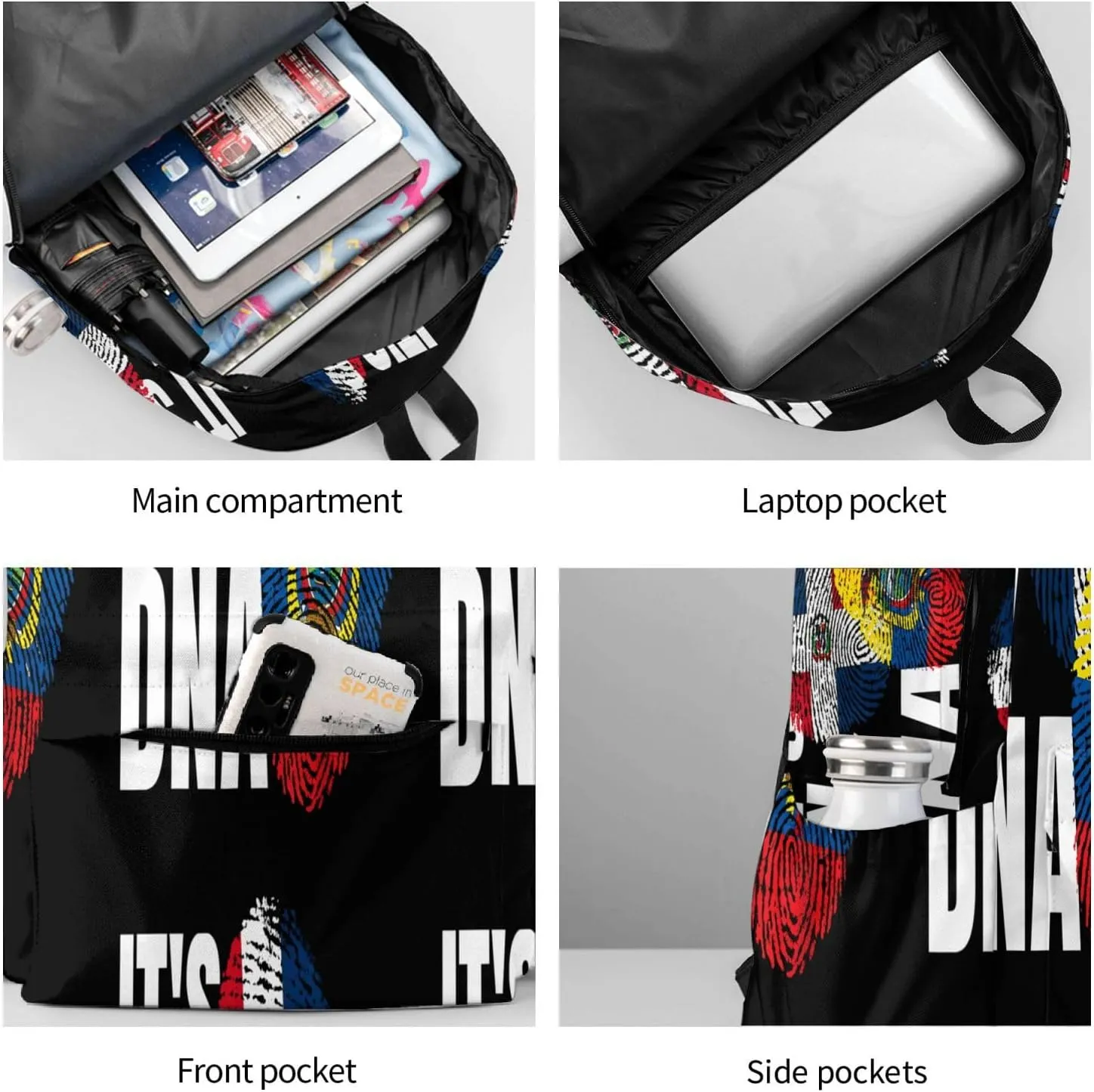 Ecuadorian Dominican Mix Flag Large Travel Backpack Casual Backpacks Laptop Daypack Working Rucksack Lightweight Back Pack Sports Bag with Adjustable Shoulder Strap
