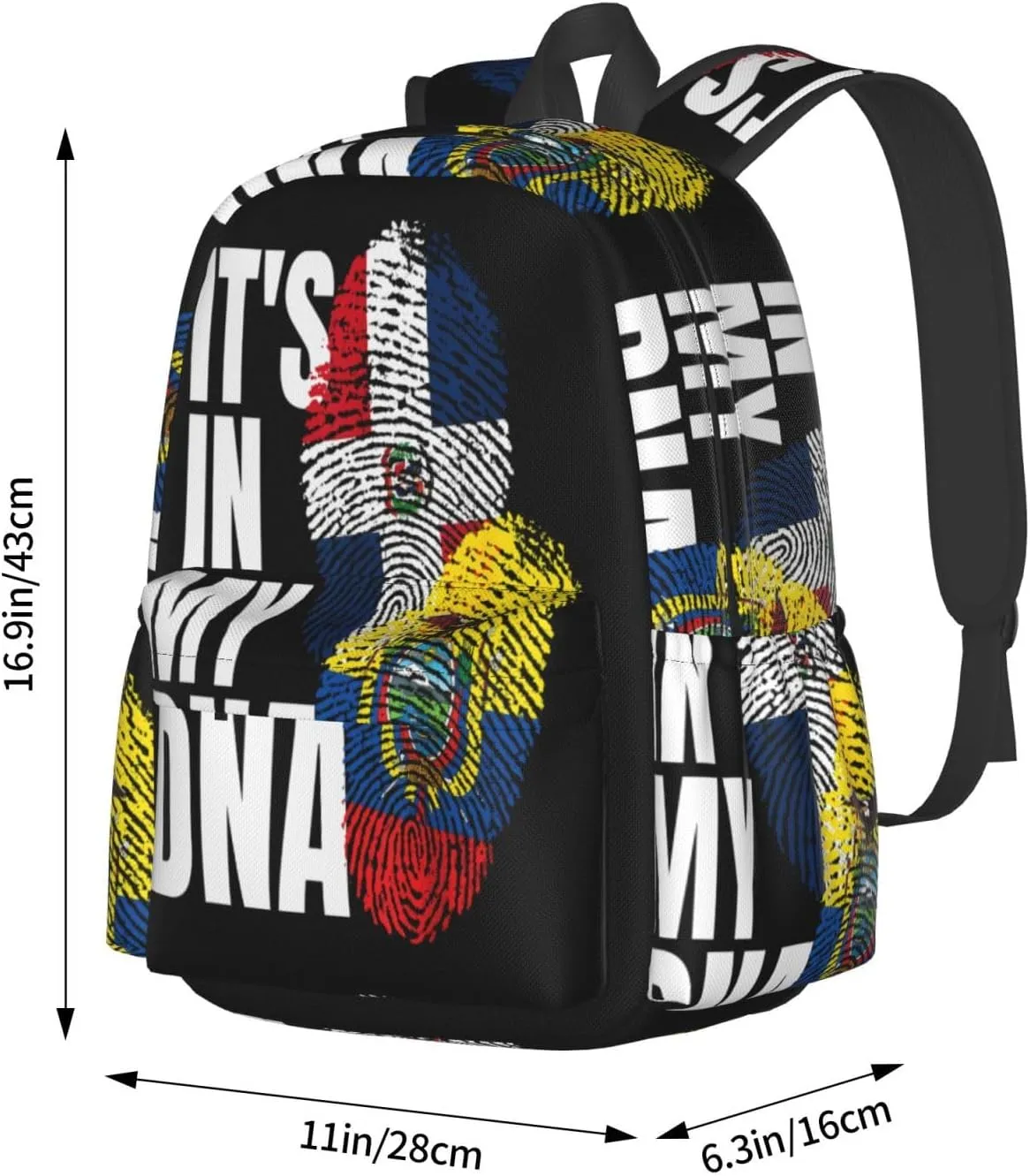 Ecuadorian Dominican Mix Flag Large Travel Backpack Casual Backpacks Laptop Daypack Working Rucksack Lightweight Back Pack Sports Bag with Adjustable Shoulder Strap