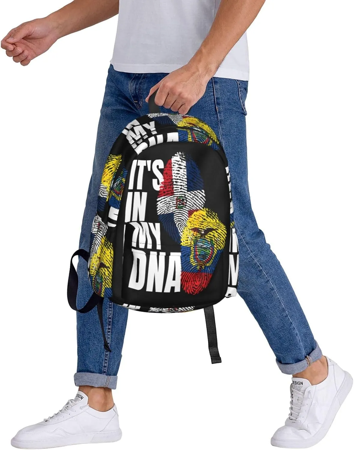 Ecuadorian Dominican Mix Flag Large Travel Backpack Casual Backpacks Laptop Daypack Working Rucksack Lightweight Back Pack Sports Bag with Adjustable Shoulder Strap
