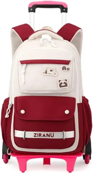 EKUIZAI Trolley Backpack for Girls Middle Kids School Bags with Wheels Rolling School Bags for Teen Girls