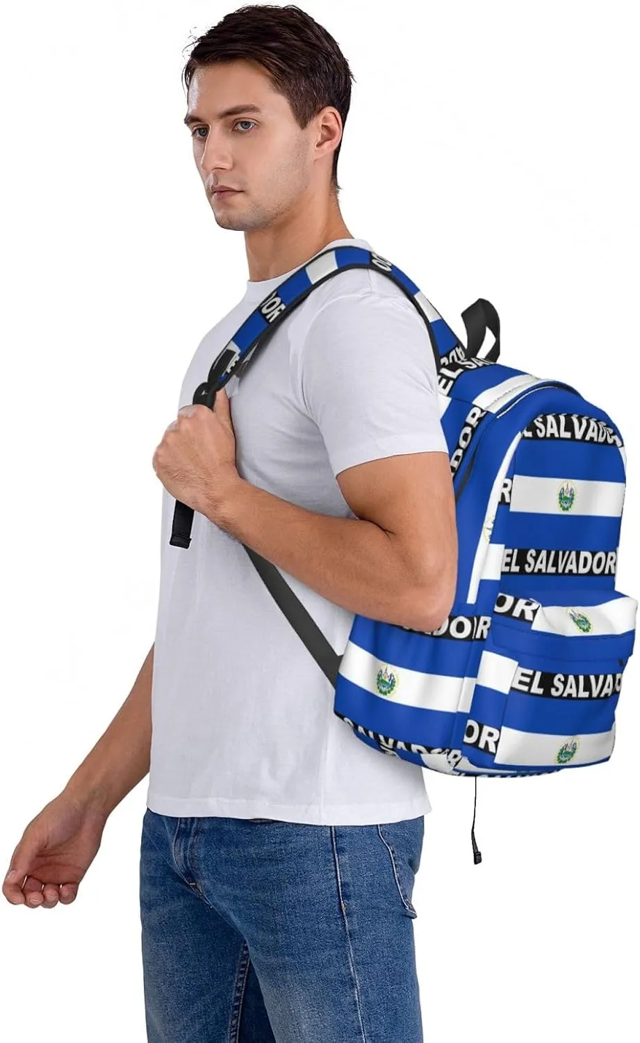 El Salvador Flag Casual Backpack Large Capacity Travel Backpacks Laptop Daypack Commuter Rucksack Adjustable Strap Sports Bags for Hiking Biking