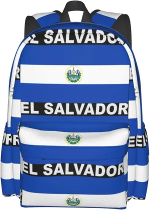 El Salvador Flag Casual Backpack Large Capacity Travel Backpacks Laptop Daypack Commuter Rucksack Adjustable Strap Sports Bags for Hiking Biking