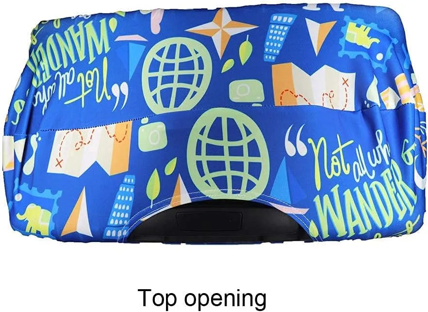 Elastic Travel Luggage Cover Travel Suitcase Protective Cover for Trunk Case Apply to 19''-32'' Suitcase Cover (Blue Graffiti, L)