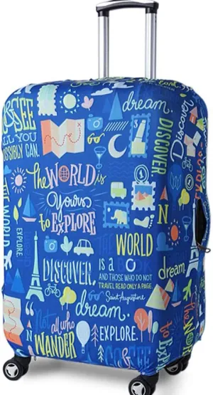 Elastic Travel Luggage Cover Travel Suitcase Protective Cover for Trunk Case Apply to 19''-32'' Suitcase Cover (Blue Graffiti, L)