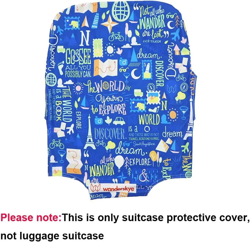 Elastic Travel Luggage Cover Travel Suitcase Protective Cover for Trunk Case Apply to 19''-32'' Suitcase Cover (Blue Graffiti, L)