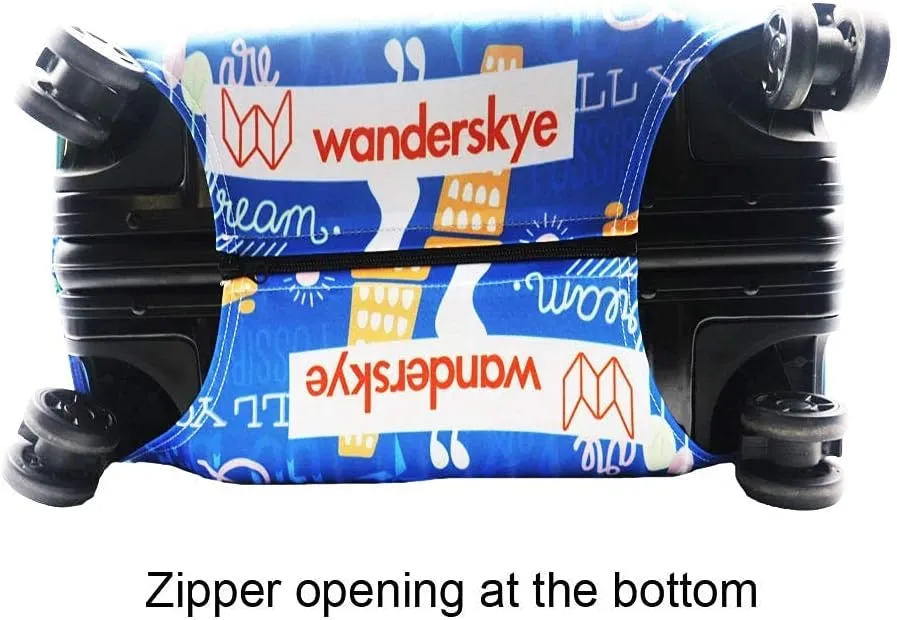 Elastic Travel Luggage Cover Travel Suitcase Protective Cover for Trunk Case Apply to 19''-32'' Suitcase Cover (Blue Graffiti, L)