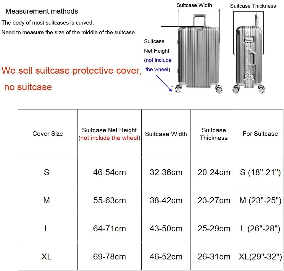 Elastic Travel Luggage Cover Travel Suitcase Protective Cover for Trunk Case Apply to 19''-32'' Suitcase Cover (T2088, L)