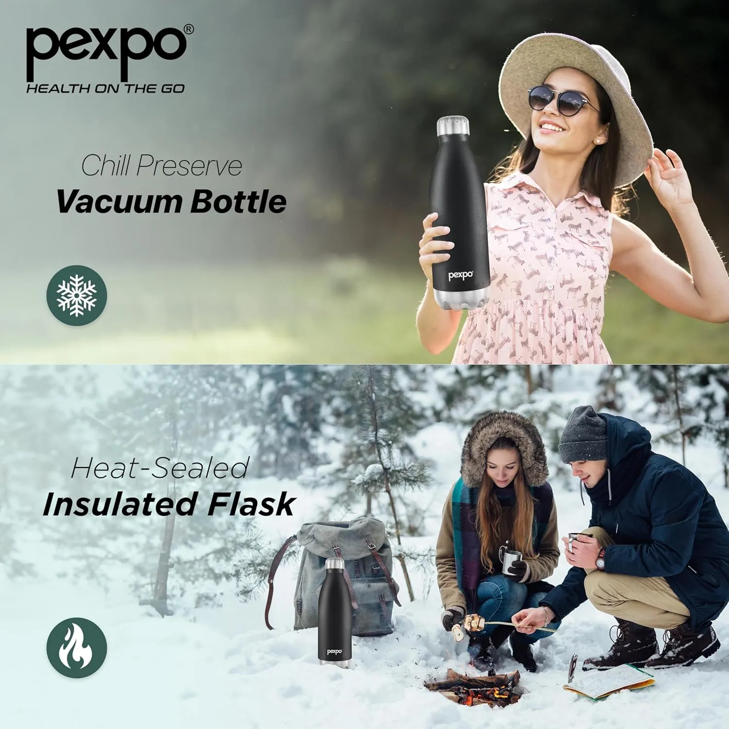 Electro 24 Hrs Hot & Cold ISI Certified with Jute Bag | Stainless Steel Water Bottle 1500ml | 50 oz Knight Black| Office Bottle | Workout | Travelling | Home