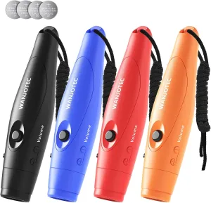 Electronic Whistle 4 Packs, Battery Operated Whistle Adjustable 3 Different Loud Whistle Sounds with Lanyard Handheld Whistles for Referees Coaches Teacher Volleyball Soccer Training/Camping