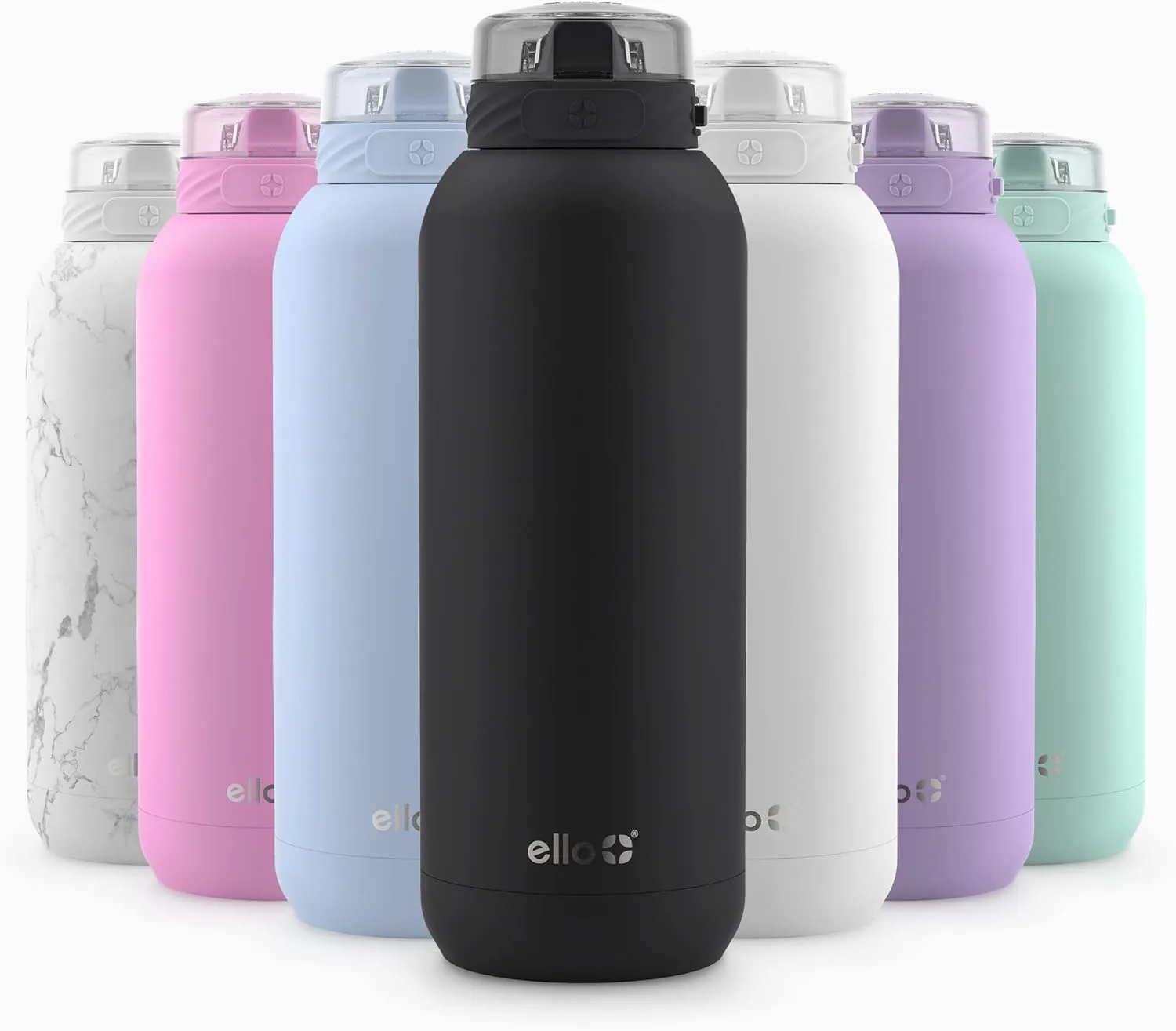Ello Cooper 18oz Kids Stainless Steel Water Bottle with Straw and Carry Handle, Double Walled and Vacuum Insulated Metal, Leak Proof Locking Lid with Soft Silicone Spout, Reusable, BPA Free, Black