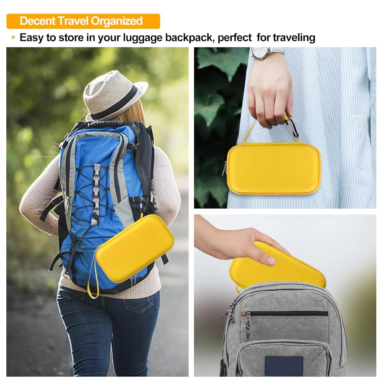 Elonbo Carrying Case for Portable Handheld Inhaler Nebulizer Machine for Adults and Kids, Asthma Inhaler Travel Case, Handheld Mesh Atomizer Machine Holder, Inhaler Spacer Bag, Yellow