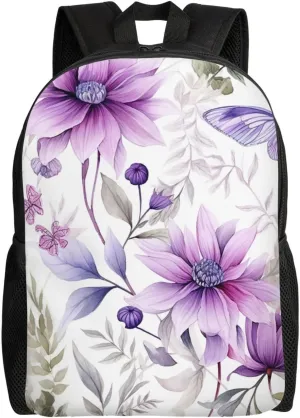 Eternal Flowers Print Backpack for Women Men Lightweight Laptop Backpacks Travel Laptop Bag Casual Daypack