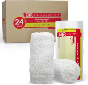 Ever Ready First Aid Sterile Krinkle Kerlix Type 4 1/2" x 4.1 Yds, Latex Free, 6 PLY, Gauze Bandage Roll - 24 Count