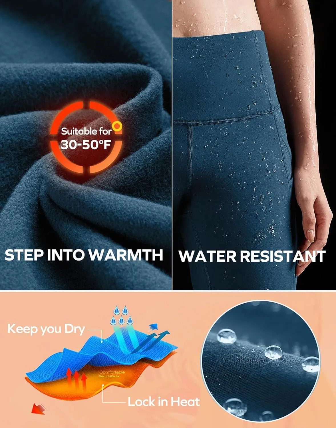 Ewedoos Fleece Lined Yoga Pants with Pockets Water Resistant Hiking Pants Women High Waist Flare Leggings Winter Warm Pants
