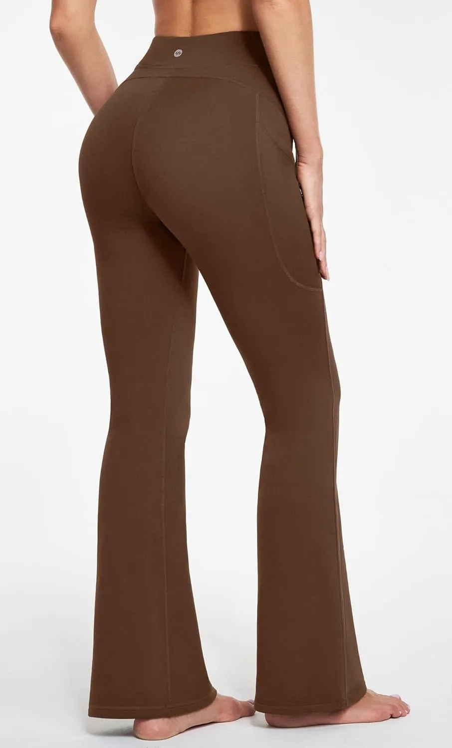 Ewedoos Fleece Lined Yoga Pants with Pockets Water Resistant Hiking Pants Women High Waist Flare Leggings Winter Warm Pants