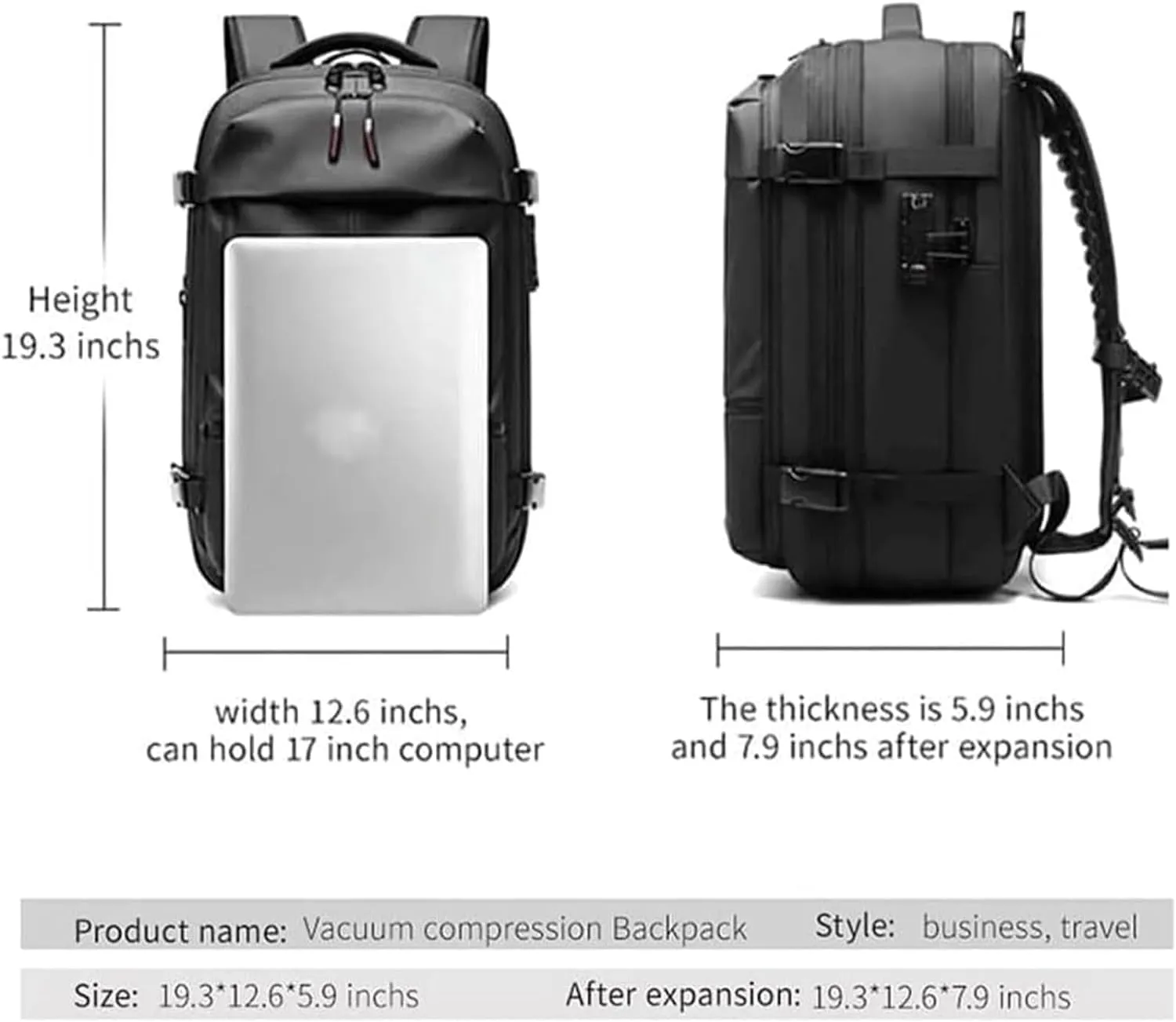 Expandable Vacpack Backpack,Vac Pack Backpack, alepeak vacuum backpack, 60L air vacuum backpack for travel, backpack with vacuum compression (Grey  Electric Vacuum)