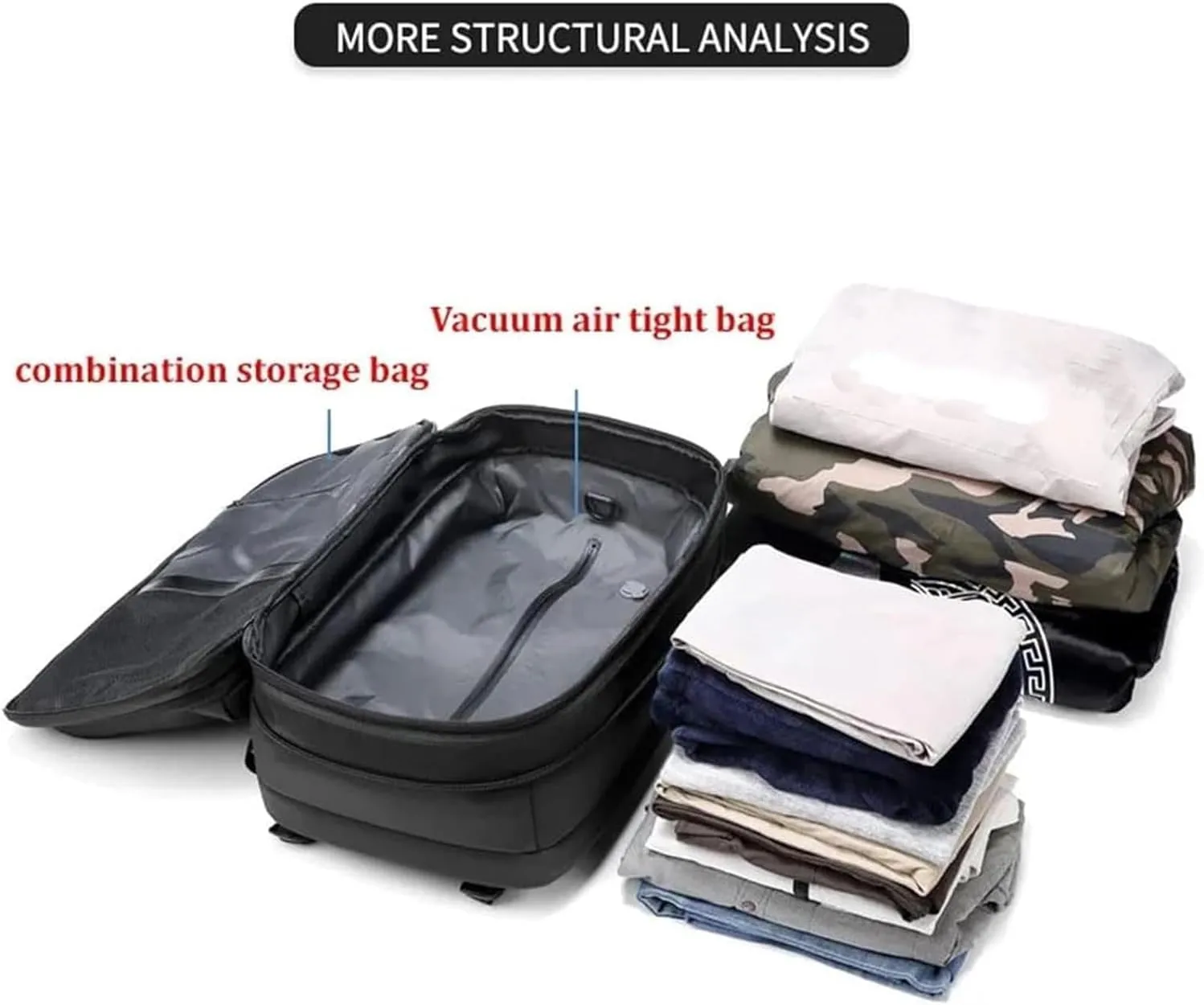 Expandable Vacpack Backpack,Vac Pack Backpack, alepeak vacuum backpack, 60L air vacuum backpack for travel, backpack with vacuum compression (Grey  Electric Vacuum)