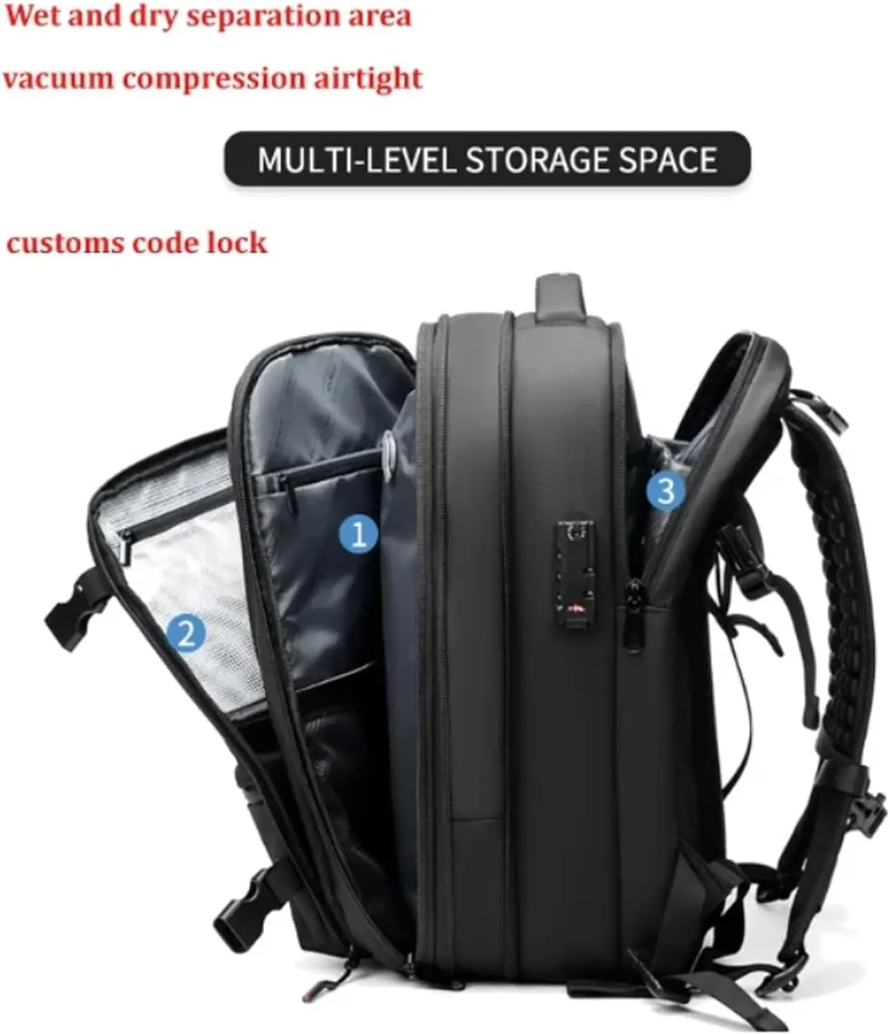 Expandable Vacpack Backpack,Vac Pack Backpack, alepeak vacuum backpack, 60L air vacuum backpack for travel, backpack with vacuum compression (Grey  Electric Vacuum)