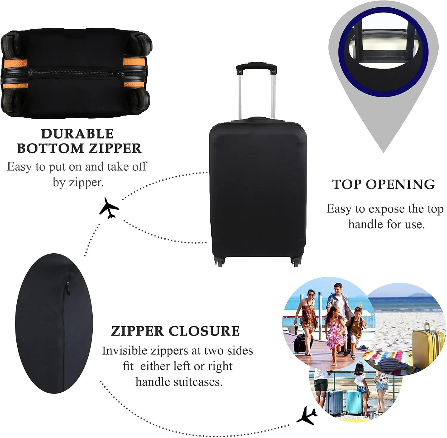 Explore Land Travel Luggage Cover Suitcase Protector Fits 18-22 Inch Case (Black, S)