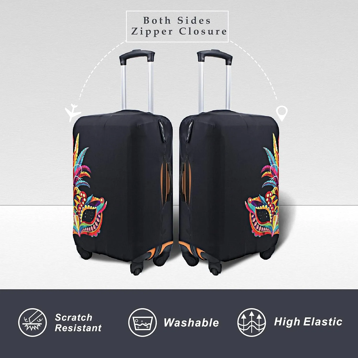 Explore Land Travel Luggage Cover Suitcase Protector Fits 18-22 Inch Case (Carnival, S)