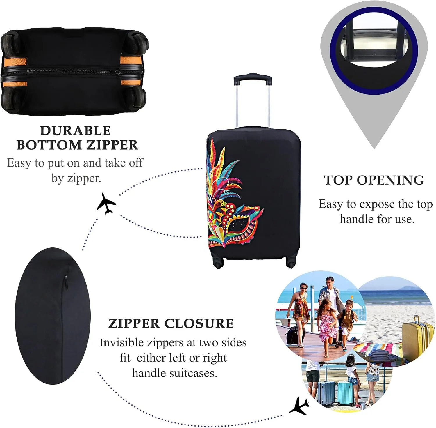 Explore Land Travel Luggage Cover Suitcase Protector Fits 18-22 Inch Case (Carnival, S)
