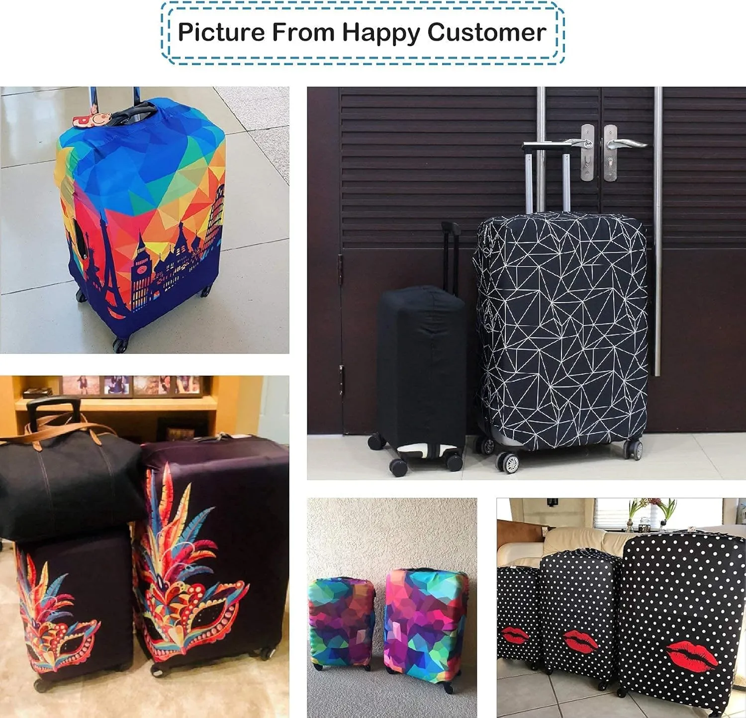 Explore Land Travel Luggage Cover Suitcase Protector Fits 23-26 Inch Case (Carnival, M)