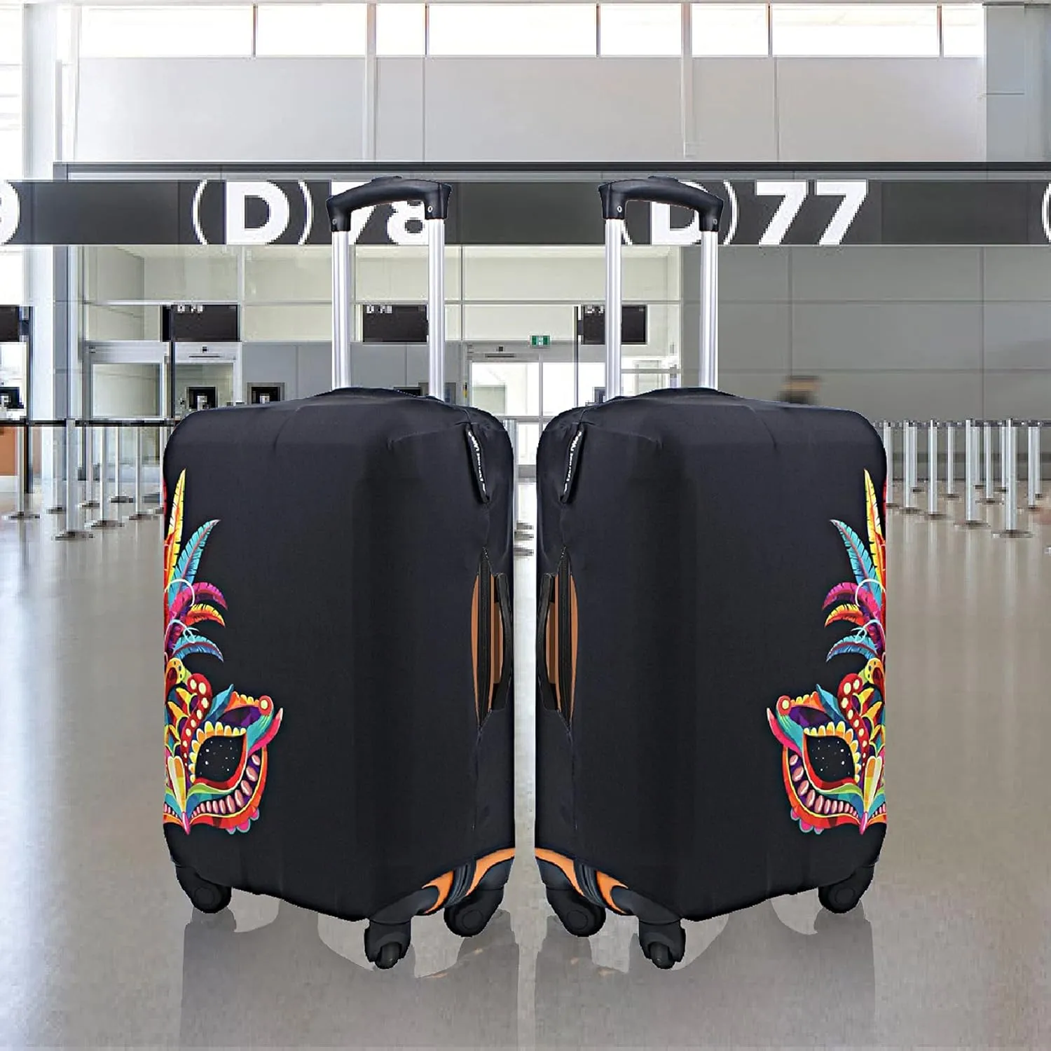 Explore Land Travel Luggage Cover Suitcase Protector Fits 23-26 Inch Case (Carnival, M)