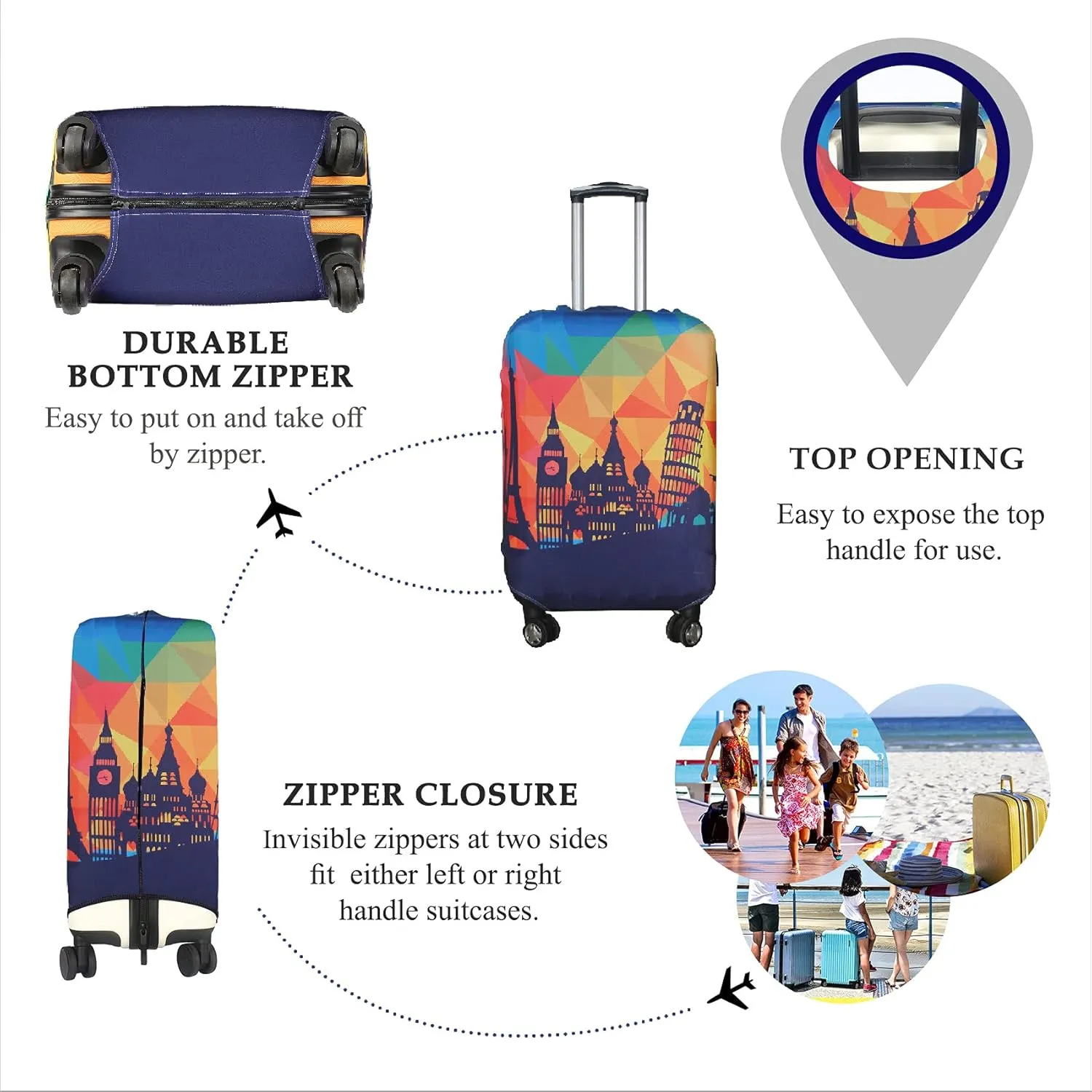 Explore Land Travel Luggage Cover Suitcase Protector Fits 31-32 Inch Case (Modern City, XL)