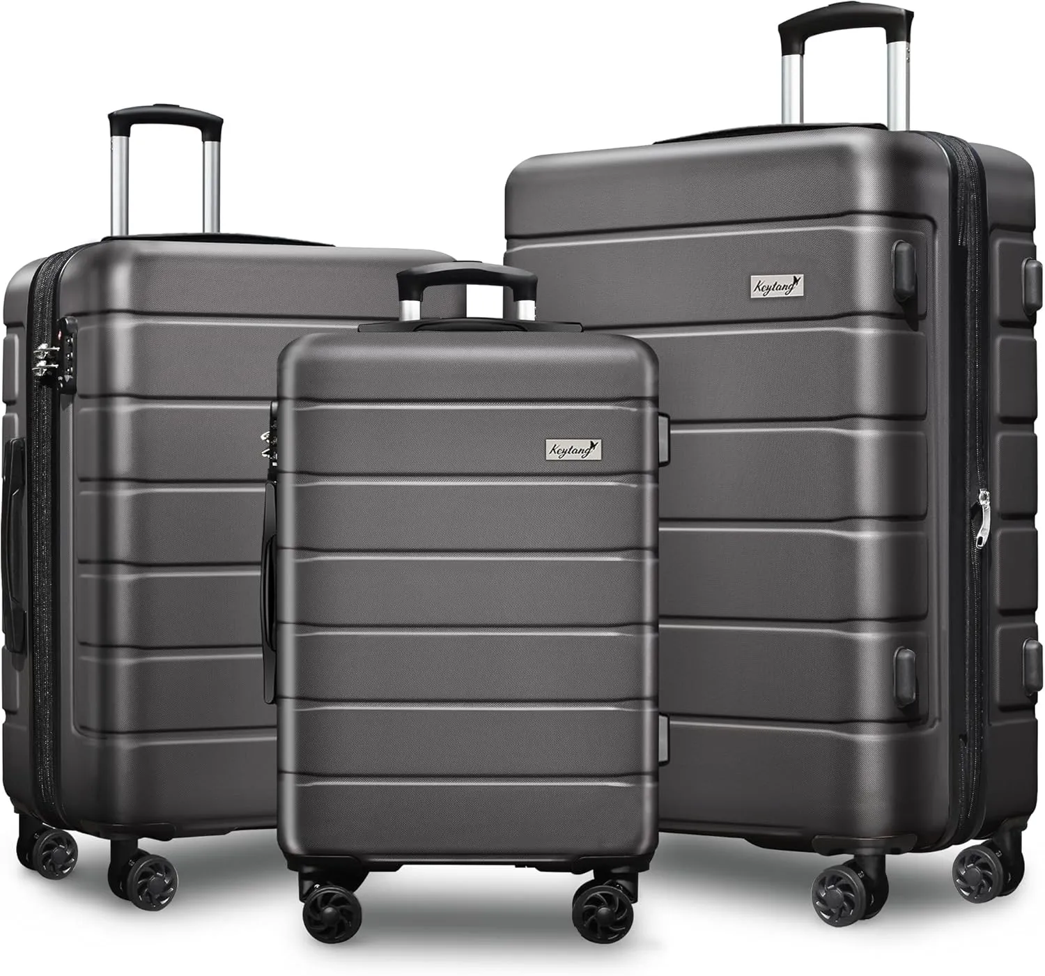 Explorer Expandable Luggage Set 3 Piece, Hardside Carry on Suitcase Sets with Spinner Wheels & TSA Lock, Lightweight Luggage Case for Travel & Business, Grey (20in/24in/28in)