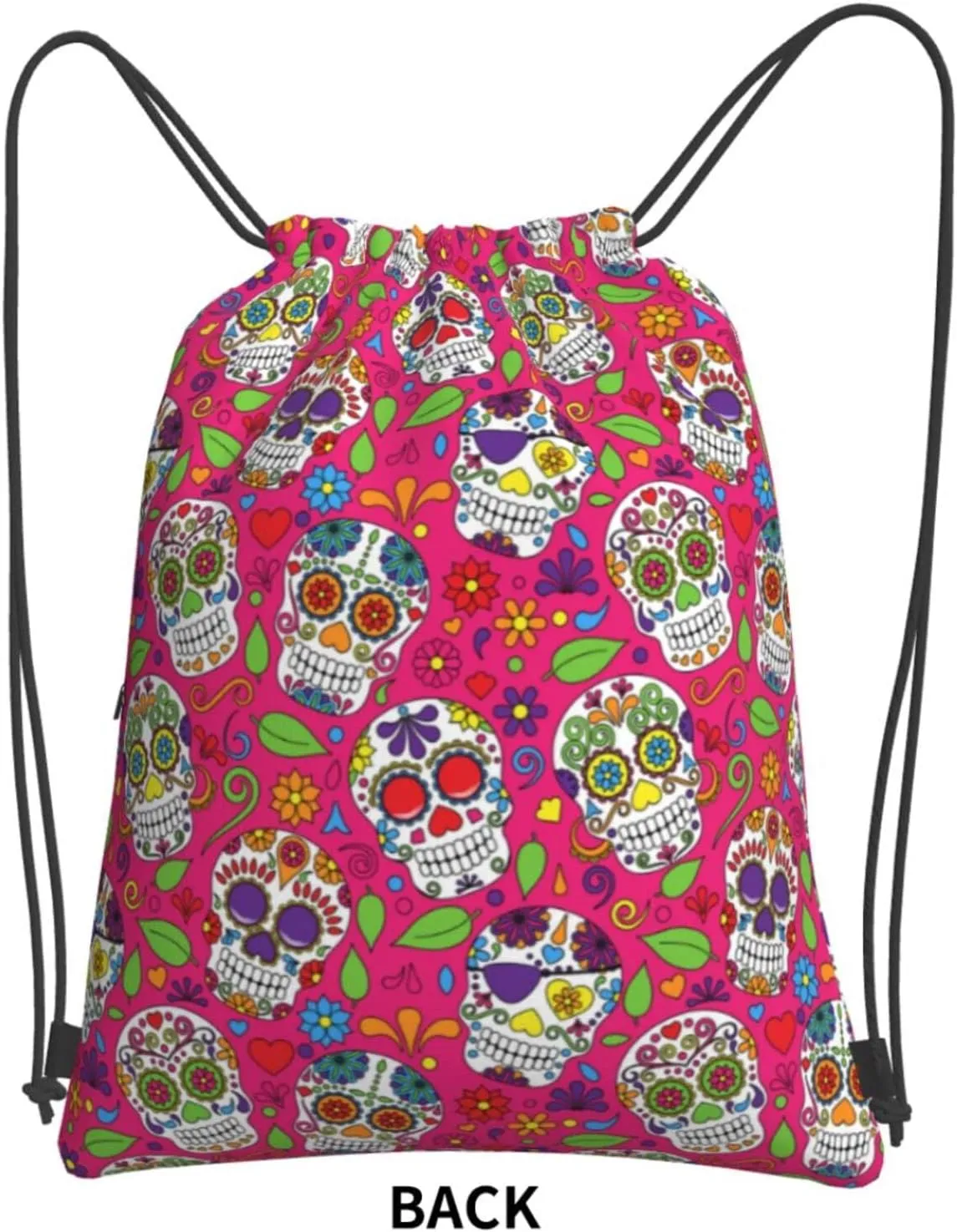 Famame Sugar Skull Drawstring Backpack String Bag Sackpack For Gym Shopping Beach Sport Yoga