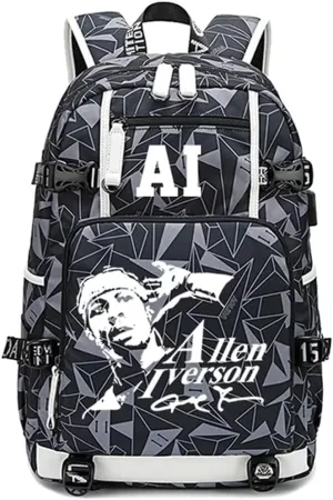 FANwenfeng Basketball Player Iverson Luminous Backpack Travel Daypack Fans Bag (Style 6)