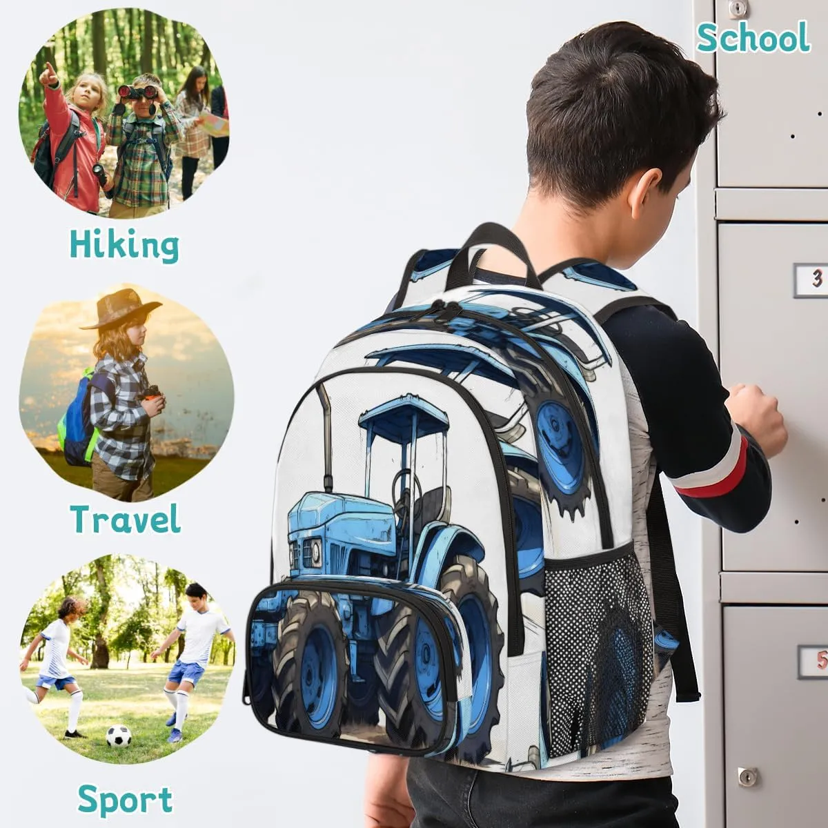 Farmland Vehicle Laptop Backpack for Women Men, 18.3 Inch Large Computer Backpacks Fashion Teacher Nurse Bag Casual Daypack for Work Travel