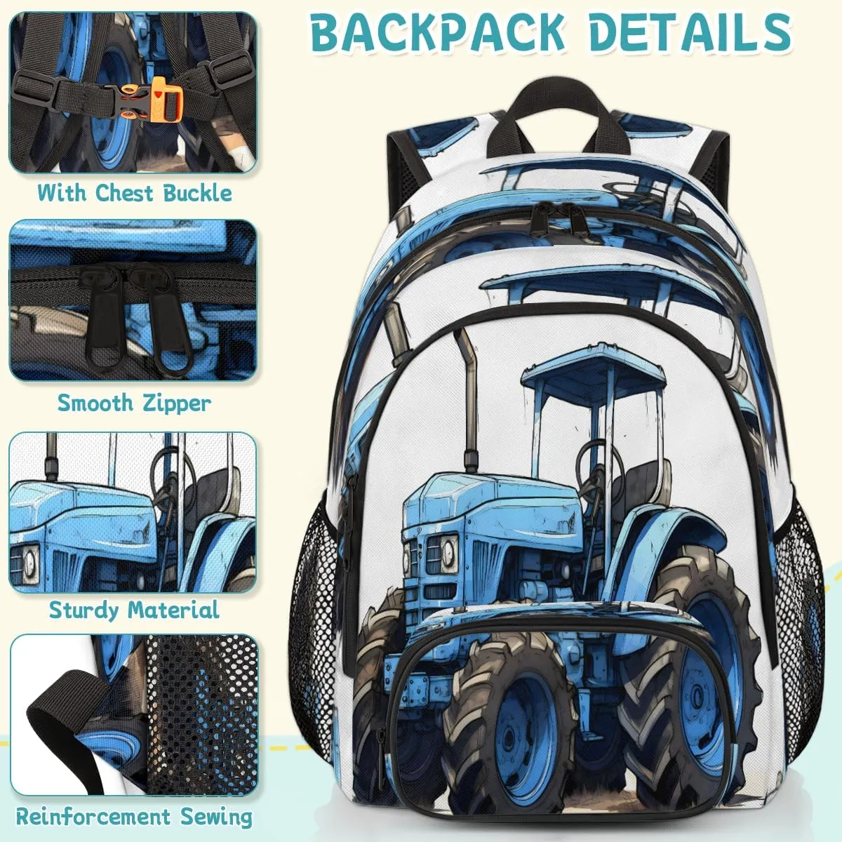 Farmland Vehicle Laptop Backpack for Women Men, 18.3 Inch Large Computer Backpacks Fashion Teacher Nurse Bag Casual Daypack for Work Travel