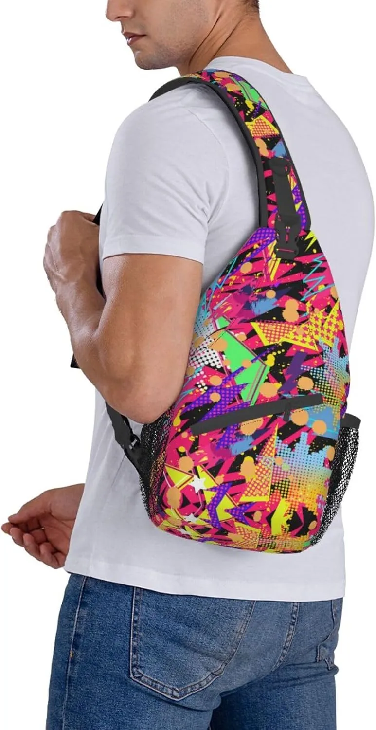 Fashion 80s 90s Sling Bag Retro Crossbody Backpack Shoulder Casual Daypack Bags for Men Women