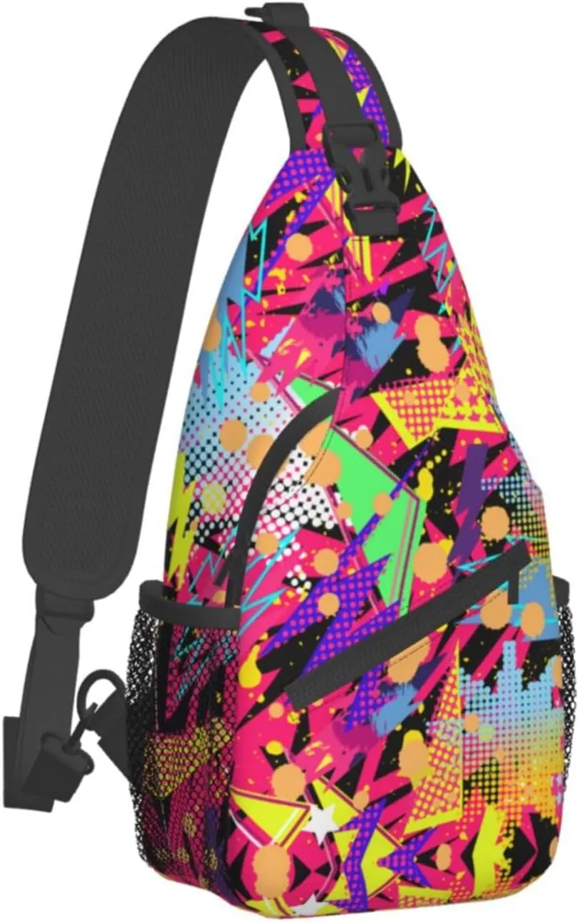 Fashion 80s 90s Sling Bag Retro Crossbody Backpack Shoulder Casual Daypack Bags for Men Women