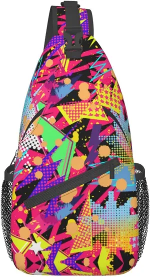 Fashion 80s 90s Sling Bag Retro Crossbody Backpack Shoulder Casual Daypack Bags for Men Women