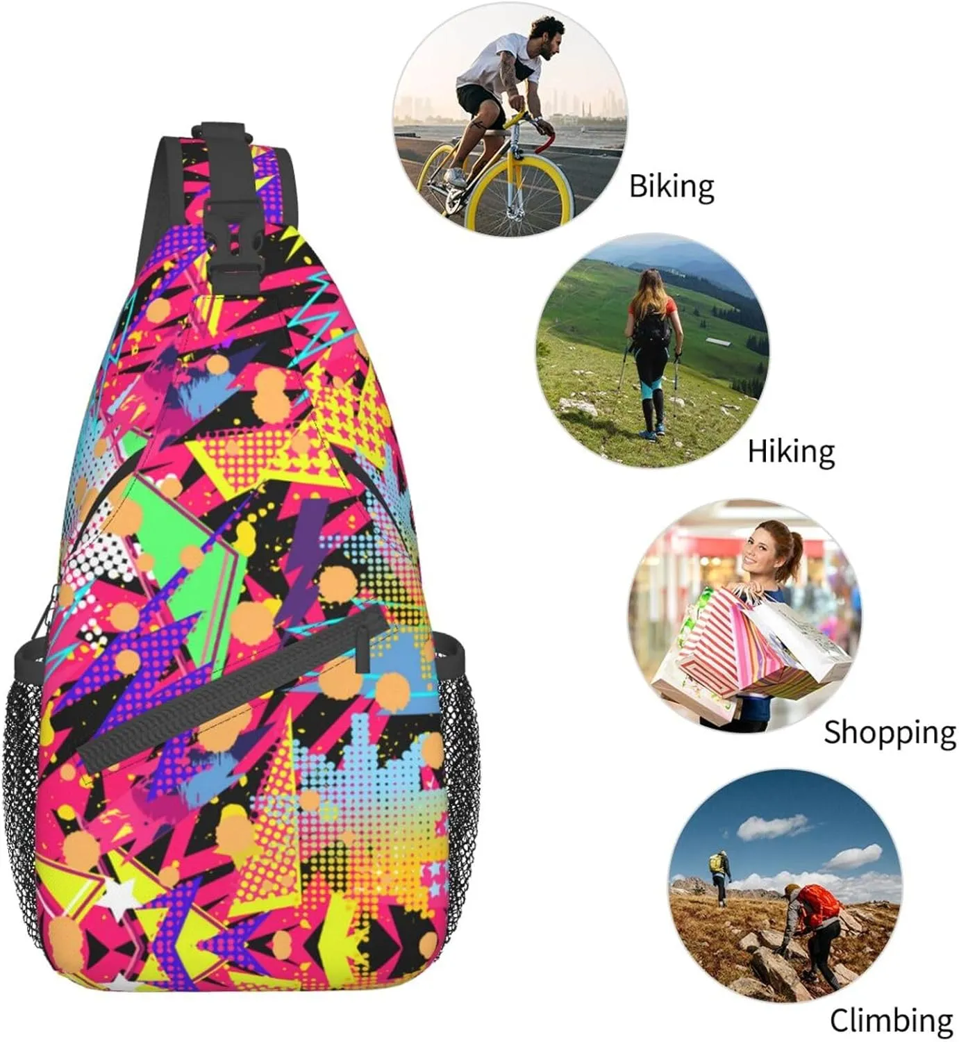 Fashion 80s 90s Sling Bag Retro Crossbody Backpack Shoulder Casual Daypack Bags for Men Women