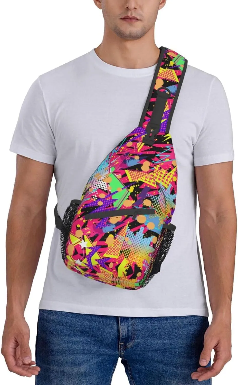 Fashion 80s 90s Sling Bag Retro Crossbody Backpack Shoulder Casual Daypack Bags for Men Women