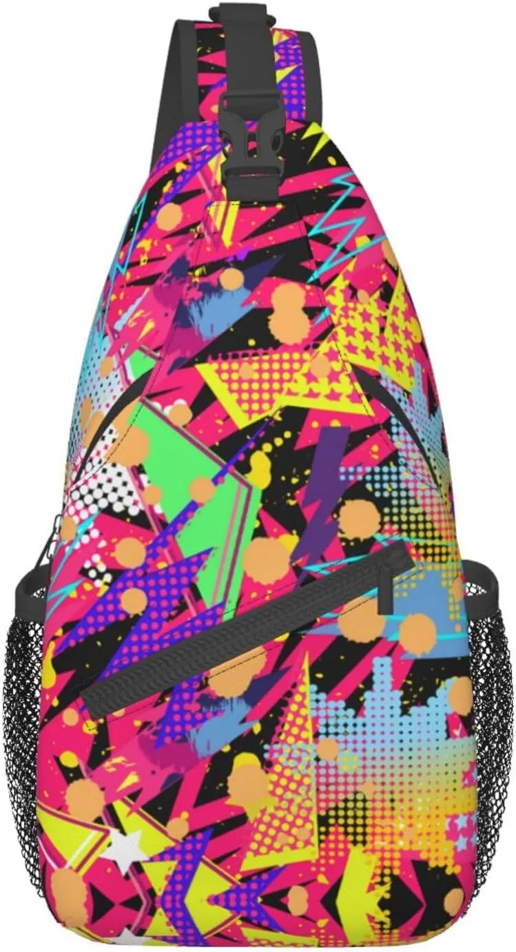 Fashion 80s 90s Sling Bag Retro Crossbody Backpack Shoulder Casual Daypack Bags for Men Women