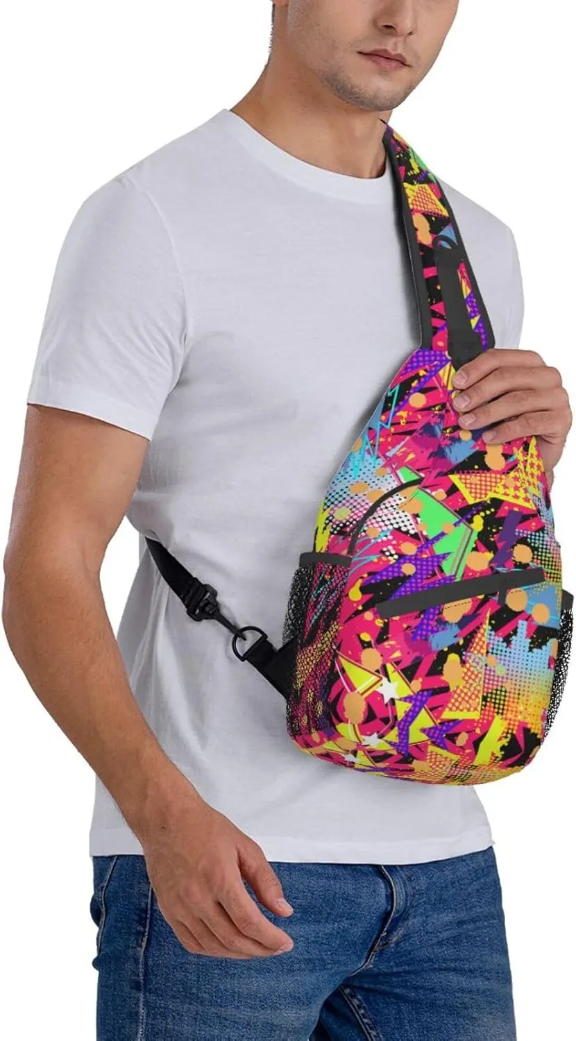 Fashion 80s 90s Sling Bag Retro Crossbody Backpack Shoulder Casual Daypack Bags for Men Women
