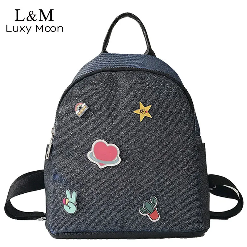 Fashion Glitter Backpack Schoolbag For Teenage Girls Black soft Female Backpacks