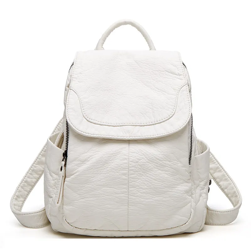 Fashion Soft Leather Female Simple Large Capacity Backpacks