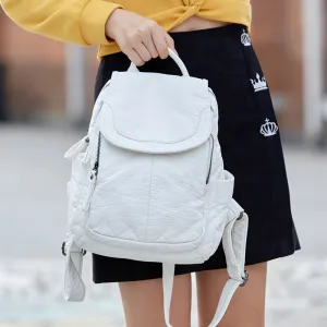 Fashion Soft Leather Female Simple Large Capacity Backpacks