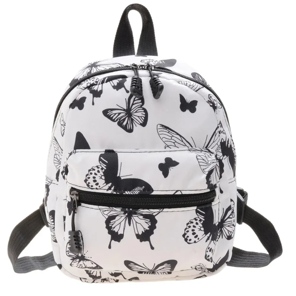 Fashionable Cute Girls Backpack Portable Mini Women Ladies Travel Shoulder Bag Canvas Things for Boy Schoolbag Floral Print