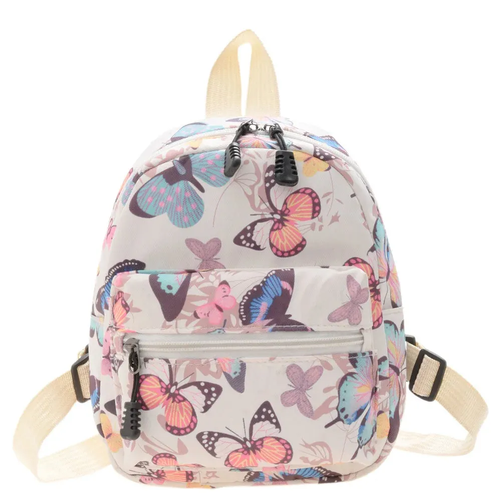 Fashionable Cute Girls Backpack Portable Mini Women Ladies Travel Shoulder Bag Canvas Things for Boy Schoolbag Floral Print