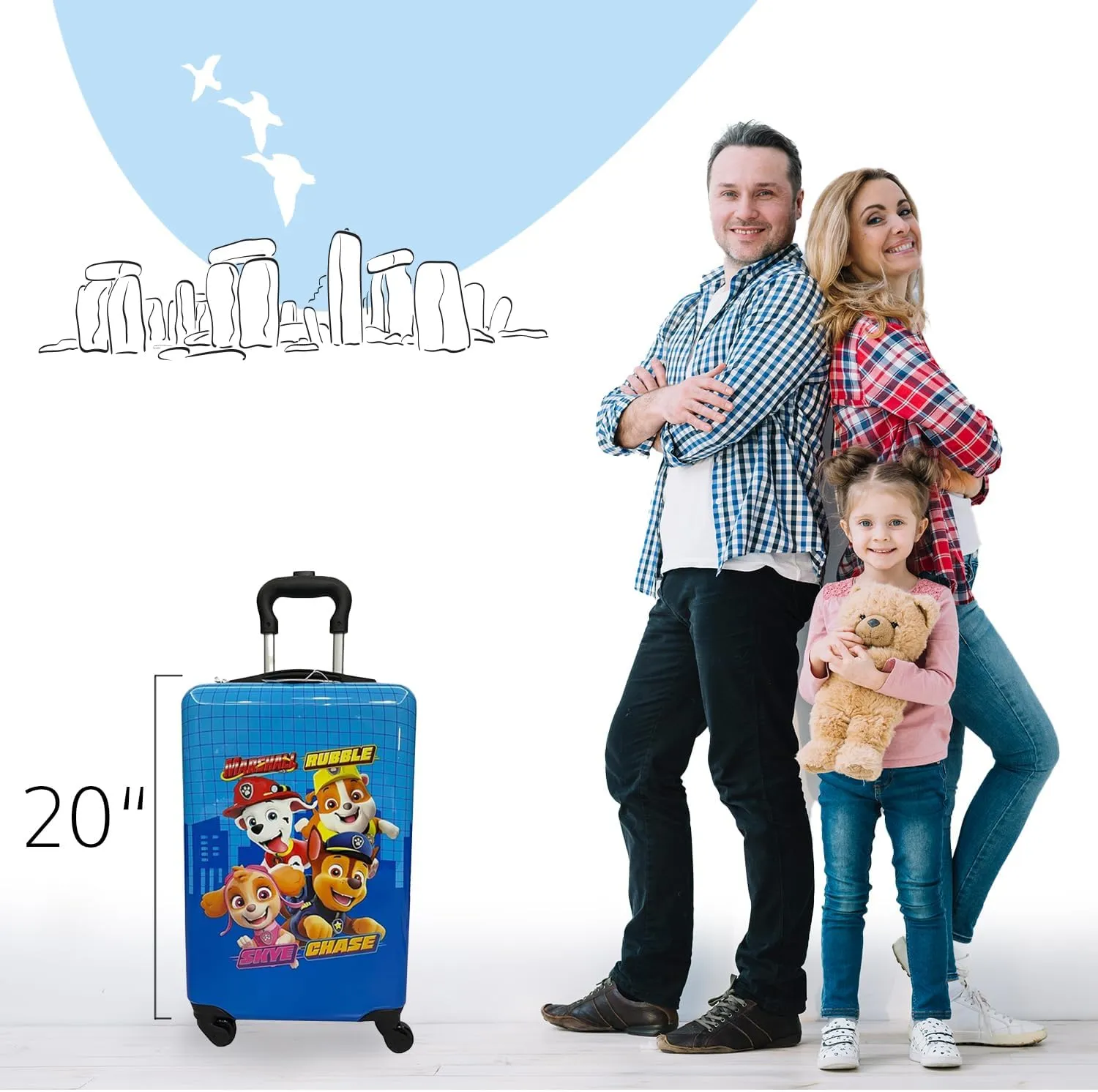 Fast Forward 20 Inches Paw Patrol Suitcase For Kids - Hard Sided Tween Spinner Travel Trolley Kids Suitcase For Boys With Wheels