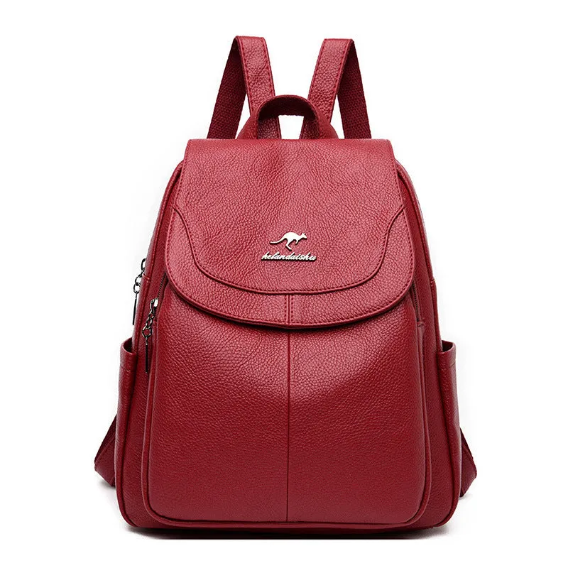 Female Versatile Large Capacity Soft Leather Backpacks
