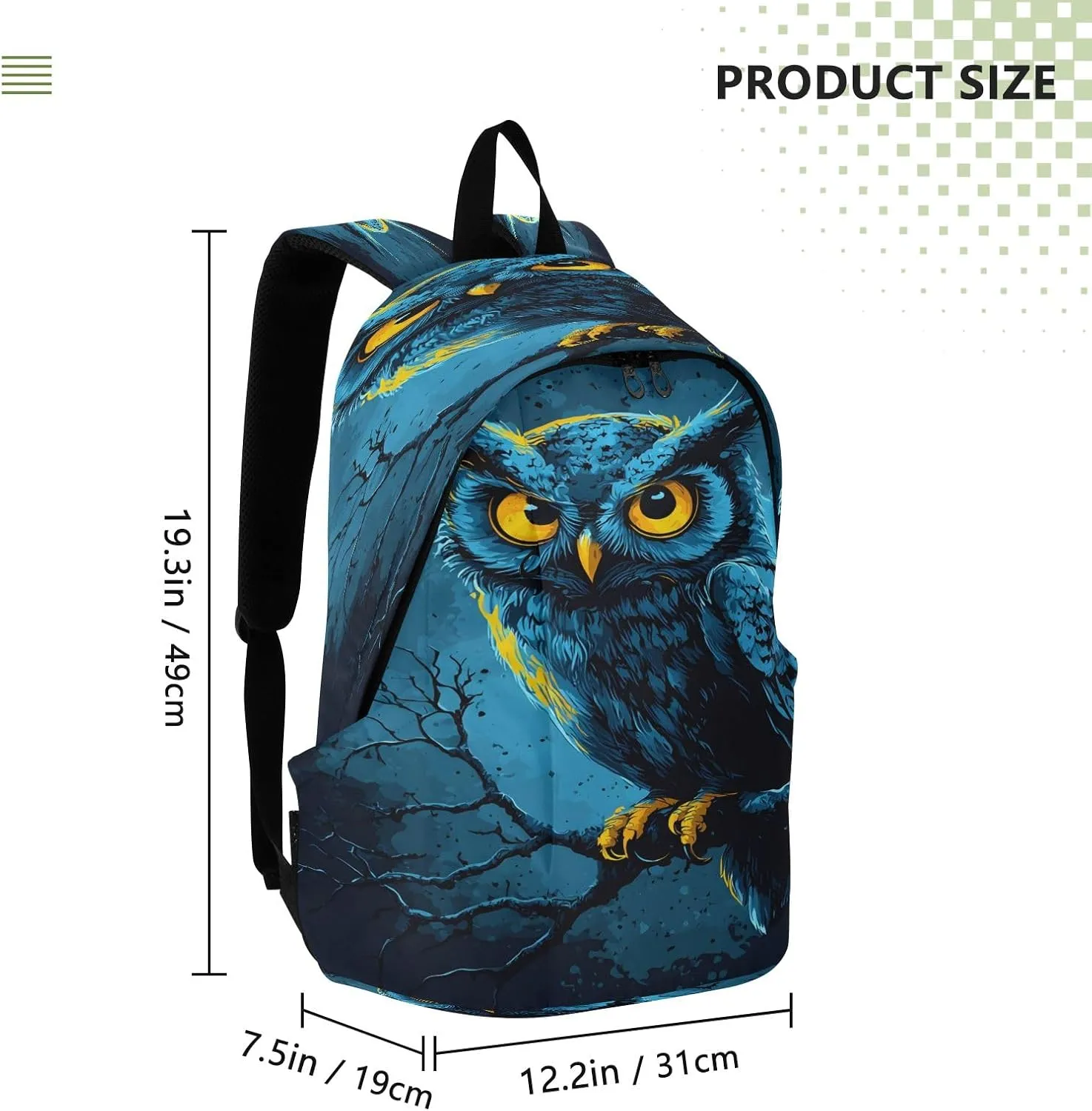 Fierce-looking Owl Travel Backpack for Women Men Laptop Backpack College Bookbag Large Capacity Computer Backpacks
